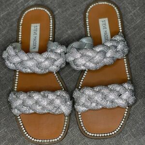 Steve Madden Newbie rhinestone sandals, silver, size 8